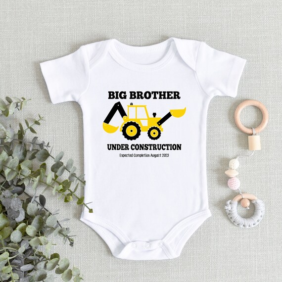 Promoted to Big Brother Baby ONESIES® Brand Bodysuit Big Brother Bodysuit  New Brother Sibling Big Brother Construction Pregnancy