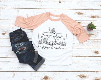 Happy Easter Kids Shirt - Cute Easter Bunny Kids Tee - Easter Holiday Gift For Girl Boy - Girl Easter Top - Granddaughter - Bunny Tee Girl