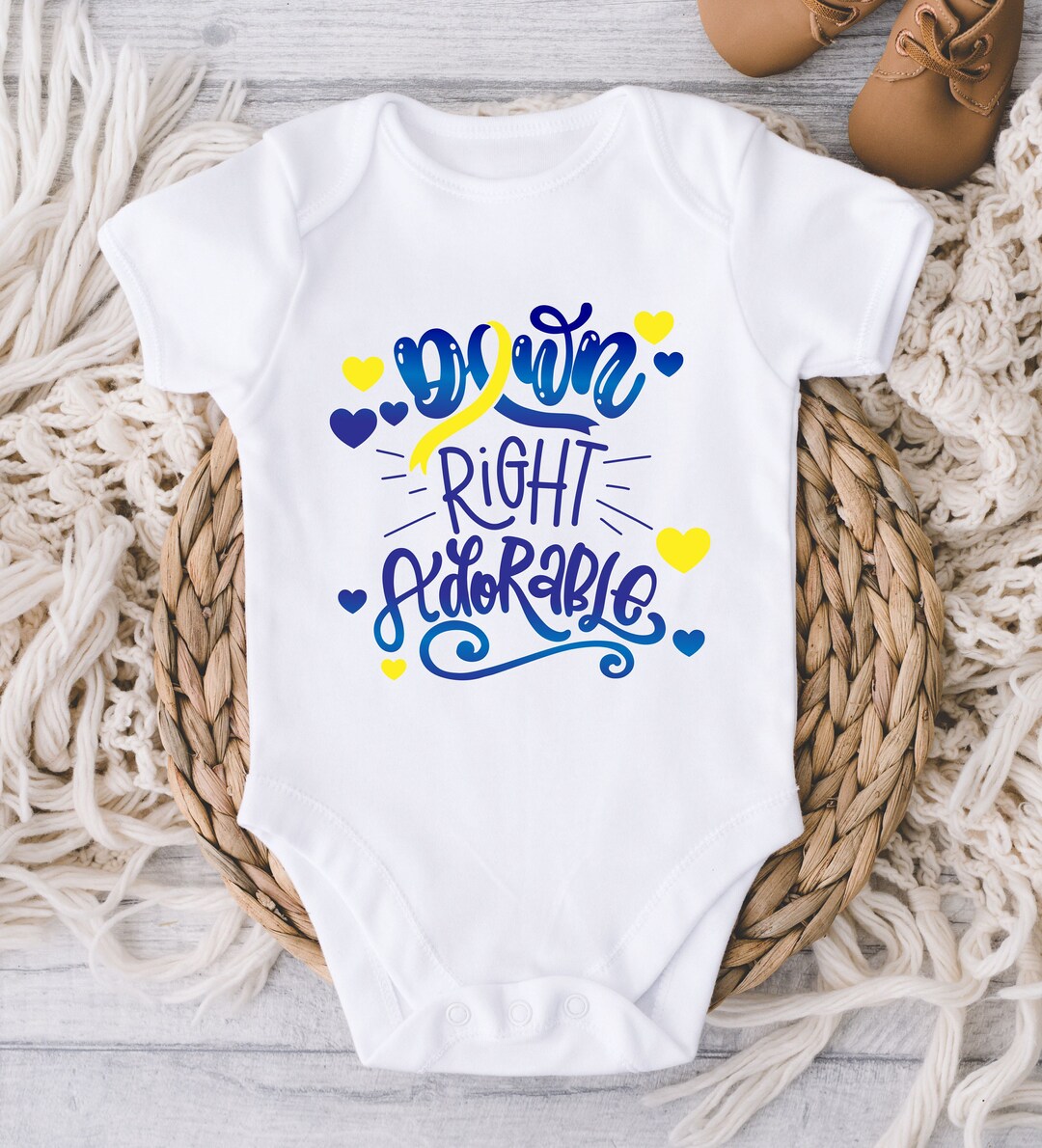Down Syndrome Baby Onesie® Down Right Adorable Boy Girl Autism Onesie ...
