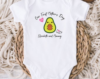 Personalized Mother's Day Baby Onesie® - Cute Avocado Mother's Day Bodysuit - First Mommy's Day - Gift For Mom - Happy Mother's Day 2024