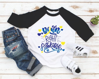 Down Syndrome Toddler Shirt - Down Right Adorable Kids Tee - Austism Awareness - Cute Down Syndrome Boy Girl Gift - Autism Down Syndrome