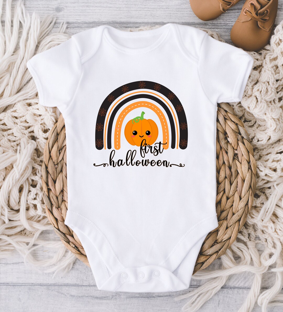 First Halloween Baby Onesie® My First Halloween Pumpkin Rainbow Baby