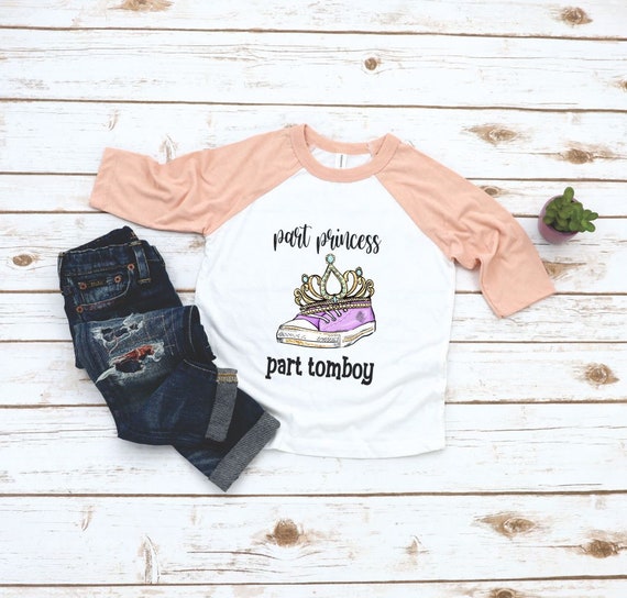 Part Princess Part Tomboy Toddler Girl Raglan Sleeve Tee