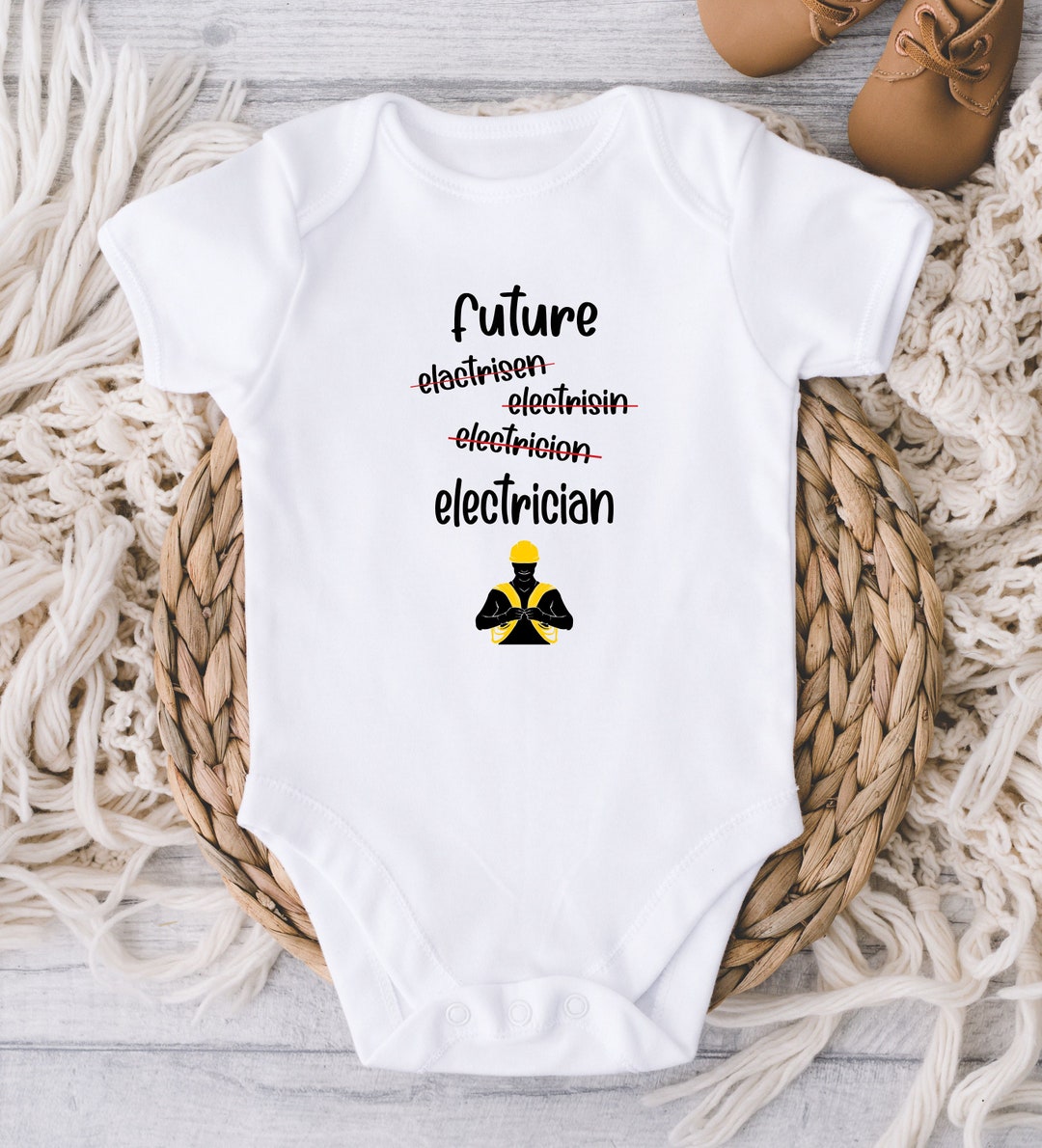 Funny Electrician Baby Bodysuit - I'm Proof Mommy Can't Resist Electricians Onesie