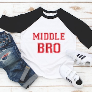 Middle Brother Baseball Tee - Middle Bro Shirt - Middle Brother Sibling Shirt - Middle Brother Shirt - Pregnancy Announcement