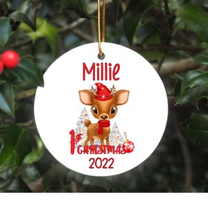 Baby&#39;s First Christmas Ornament - Personalized My First Christmas Deer Ornament - Custom Baby Name Christmas Ornament - Baby Keepsake Gift