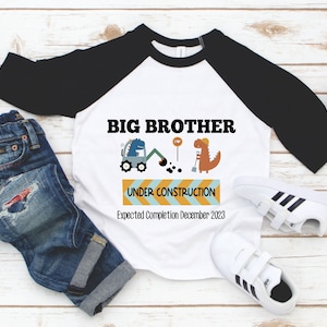 Big Brother /Under Construction Dinosaur Shirt - Promoted to Big Brother Tee - Big Brother Shirt - Broher Sibling Shirt - Pregnancy Reveal