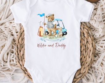 Happy Father's Day Baby Onesies® Bodysuit - Golf Lover Father's Day Gift - Personalized Father's Day 2024 - Baby - Boy 1st Fathers Day Gift