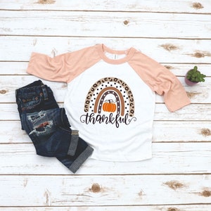 Thankful Fall Rainbow Toddler Girl Shirt - Girls Thanksgiving Thankful Shirt - Toddler Girl Happy Thanksgiving Top - Cute Fall Shirt