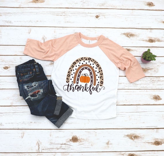 Thankful Fall Rainbow Toddler Girl Shirt - Girls Thanksgiving Thankful Shirt - Toddler Girl Happy Thanksgiving Top - Cute Fall Shirt