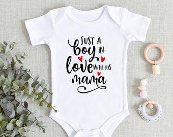 Valentines Day Baby ONESIES® Brand Bodysuit - Just a Boy in Love with his Mommy Bodysuit - Baby Boy Valentine Shirt - Valentine Baby Boy