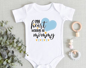 First Mother's Day Onesie® - My Heart Belongs to Mommy Baby Bodysuit - Baby's First Mommy's Day - Baby Boy 1st Mother's Day