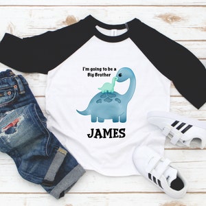 Big Brother Shirt - Personalized Name Brother Tee - New Big Brother - I'm Going to be a Big Brother Dinosaur - Pregnancy Reveal Announce