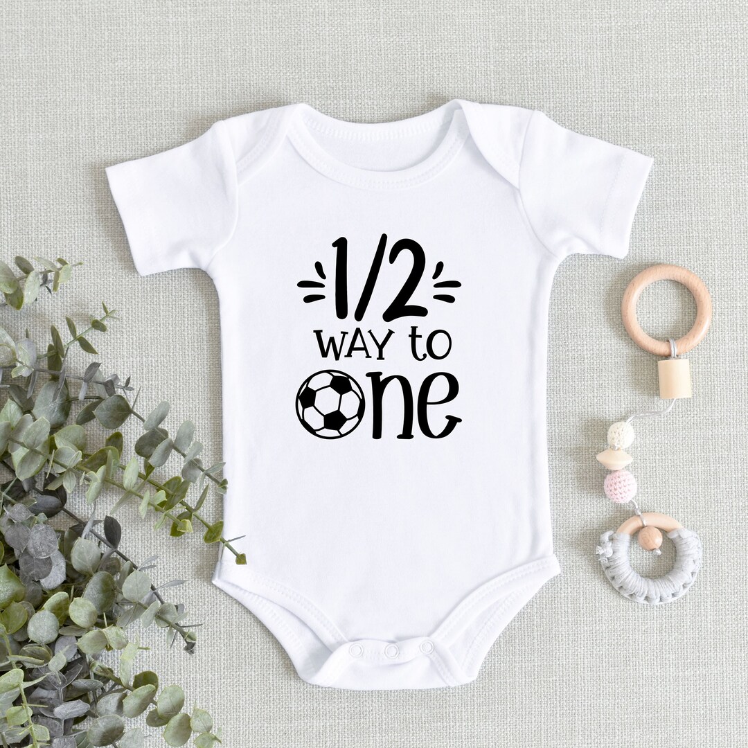 Half Way To One 6 Months Birthday Onesie Baby Boy 1 2 Etsy