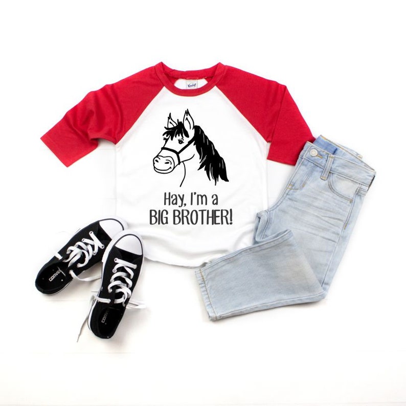 Big Brother Shirt Big Bro Shirt Raglan Shirt Big Brother Horse Shirt Toddler Boy Baseball Tee Sibling Shirt Little Brother Shirt Lil Bro