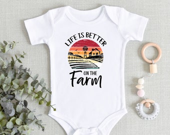 Life is Better on the Farm Baby ONESIES® Brand Bodysuit - Cute Farm Baby Bodysuit - Country Baby Shower Gift - New Farm Help - Little Farmer