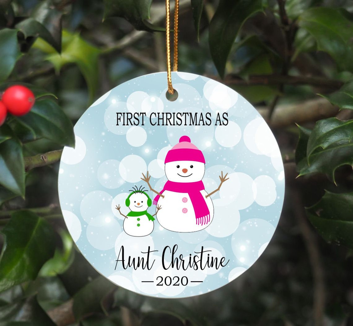 Aunt First Christmas Personalized Snowman Ornament - Custom First ...