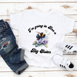 Big Sister Shirt - I&#39;m Going to Bee a Big Sister Pregnancy Announcement - Big Sister Baby Announce - Sibling Shirt - Retro Big Sister to be
