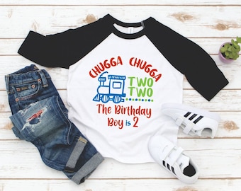 Chugga Chugga Two Two 2nd Birthday Shirt - Boy 2nd Birthday Train Shirt - 2nd Birthday Choo Choo Train Shirt - 2 year old boy