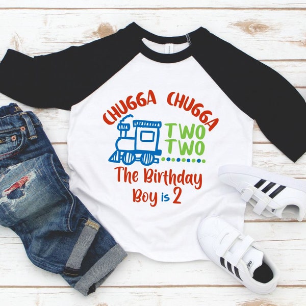 Chugga Chugga Two Two 2nd Birthday Shirt - Boy 2nd Birthday Train Shirt - 2nd Birthday Choo Choo Train Shirt - 2 year old boy