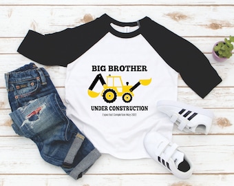 Promoted to Big Brother Raglan - Big Brother Shirt - New Big Brother Sibling Shirt - Big Brother Construction Shirt - Pregnancy Announcement