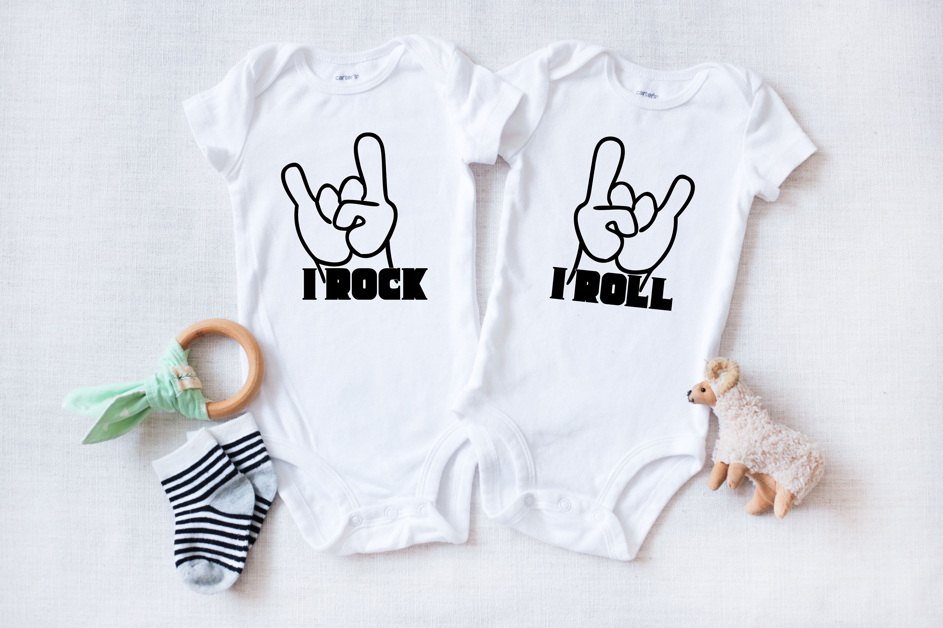 I Rock I Roll Twins Baby Onesie® Rock and Roll Baby Twin Etsy