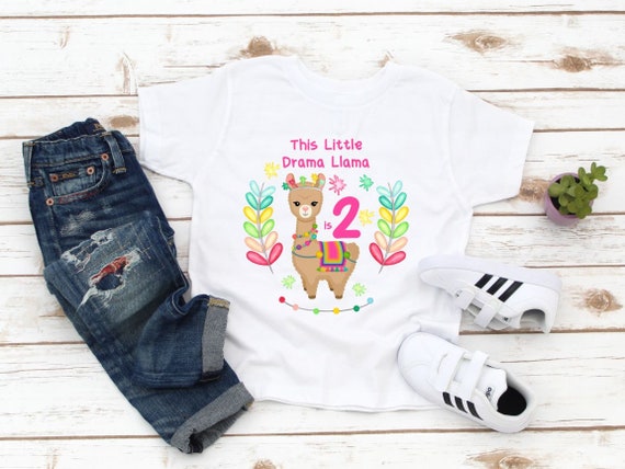 2nd Birthday Drama Llama Raglan White Tee Shirt - 2 Year Old Llama Birthday Shirt - Second Birthday Outfit - 2 Year Old Girl
