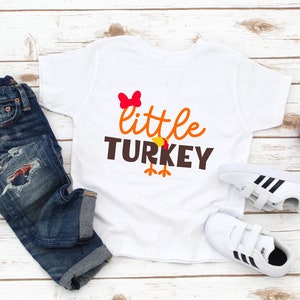 Little Turkey Kids Shirt Little - Cute Thanksgiving Little Turkey Toddler Girl Tee - Gift for Girl - Happy Thanksgiving Top - Holiday Tee