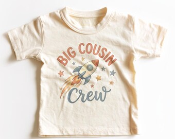 Big Cousin Crew Kids Shirt - Cute Rocket Space Toddler Tee Cousin Gift