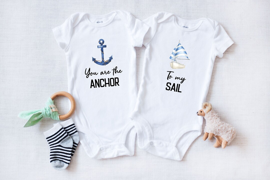 Nautical Twins Baby Onesies® Bodysuit You Are the Anchor to My Sail