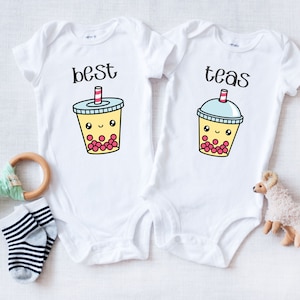 Twins Besties Baby ONESIES® Brand Bodysuit - Best Friends Twin Babies Bodysuit - Best Teas Funny Twins Outfit - Funny Baby Shower Gift Twins
