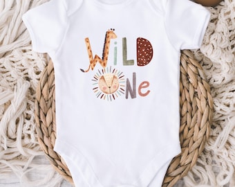 Wild One Baby ONESIES® Bodysuit - 1st Birthday Bodysuit - Boho Birthday Natural ONESIES® - One Year Birthday Boy Girl - Unisex Wild One