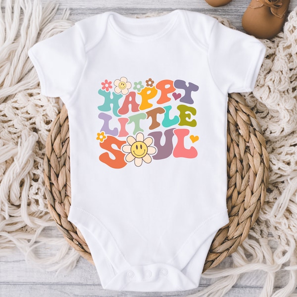 Happy Little Soul baby Onesies® Bodysuit - Retro Happy Little Soul Smiley Face Bodysuit - Sassy Soul - Baby shower gift - Newborn baby girl