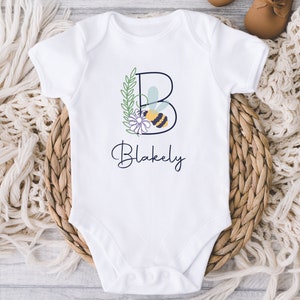 Personalized Baby ONESIE® - Custom Name Baby Girl Bodysuit - Bumble Bee Alphabet Name - Baby Girl Gift - Cute Baby Girl - Baby Shower Gift