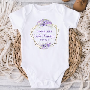 God Bless Personalized Name Girl Baby ONESIES® Brand Bodysuit - Baptism Gift Baby - Religious Keepsake - Christening Outfit - Dedication