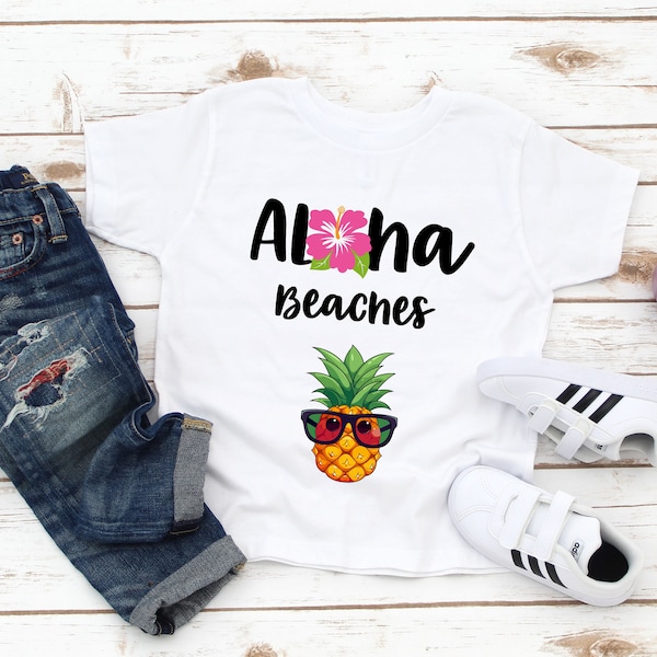 Aloha Beaches Pineapple Kids Shirt - Funny Hawaii Kids Tee - Summer Top - Beach cover up - Girl gift - Bathing Suit Cover - Toddler Girl
