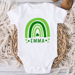 Girl St Patricks Day Rainbow Name Baby ONESIES® Brand Bodysuit - St. Patricks Day Baby - Personalized Lucky Charm Bodysuit - Cute Irish Baby