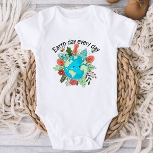Earth Day Every Day Baby ONESIES® Brand Bodysuit - Save The Planet Baby - Happy Earth Day - Clean Environment Plant More Trees Save The Bees