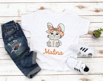 Easter Bunny Girls Tee - Personalized Name Easter Bunny Girls Shirt - Cute Easter Top Toddler Girl - Granddaughter - Girl Easter Gift-