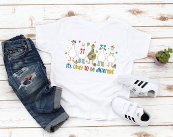 Autism Awareness Kids Shirt - It's Okay To Be Different Kids Tee - Cute Duck Autism Toddler Shirt - Inclusion - It's Okay To Be Different