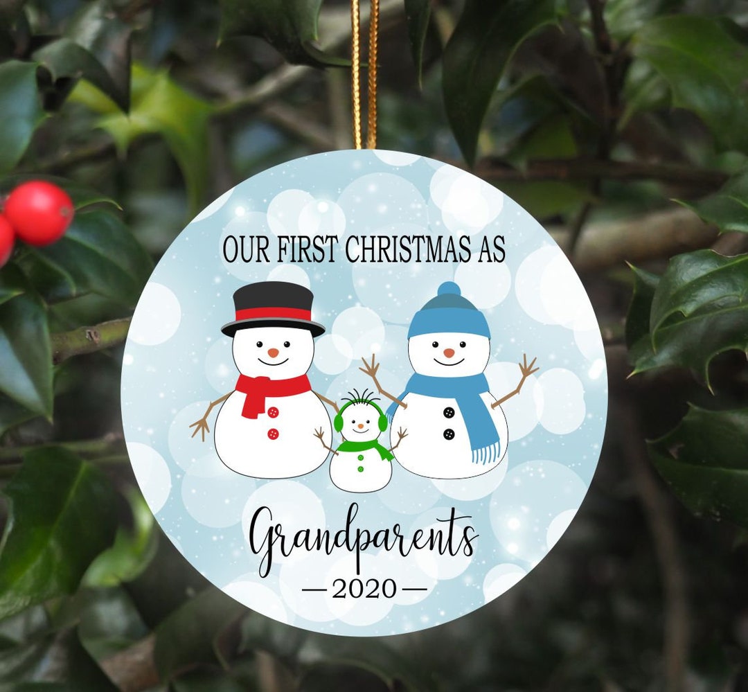 First Christmas as Grandparents Personalized Snowman Ornament - Custom ...
