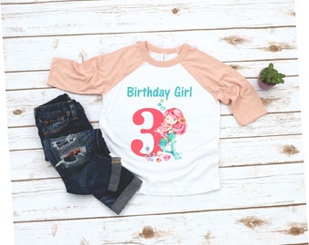 3rd birthday Mermaid Kids Shirt - Three Birthday Girl Mermaid Tee - 3 Year Old Girl - Third Birthday Girl - Birthday Girl - Granddaughter