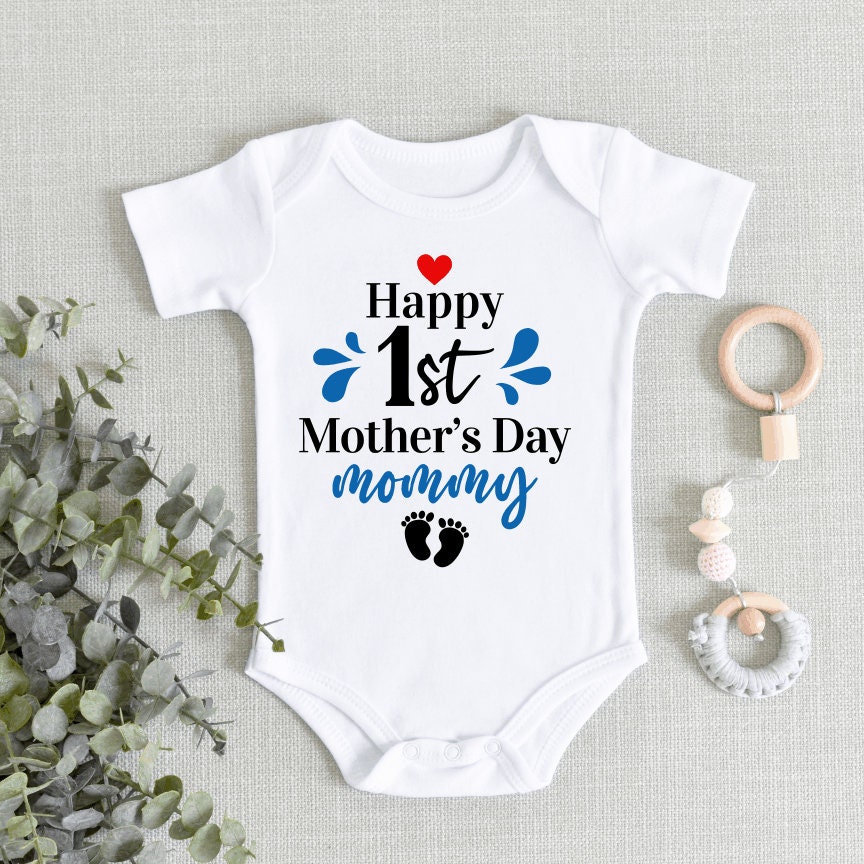 Mom First Mother's Day Onesie Baby Boy First Mothers Day
