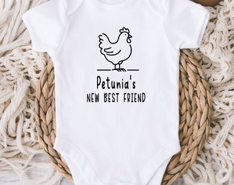 New Best Friend Chicken Baby Onesies® Bodysuit - Cute Chicken Name Baby Bodysuit - Chicken Lover - Baby Boy Girl Gift - Funny Baby Shower -