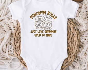 Funny Baby Onesies® Bodysuit - Synonym Rolls Bodysuit - Foodie Baby - Cute Grammer Pun - Teacher - Baby Shower Gift Boy Girl - New Baby