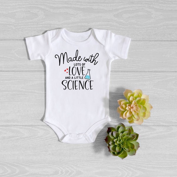 IVF Onesie® - Made With Lots of Love and a Little Science Onesie® - IVF Baby Announcement Bodysuit - Miracle Baby Onesie®