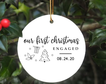 Personalized Engaged Ornament - Gift for the Couple - Engagement Gift - Our First Christmas Together - She Said Yes