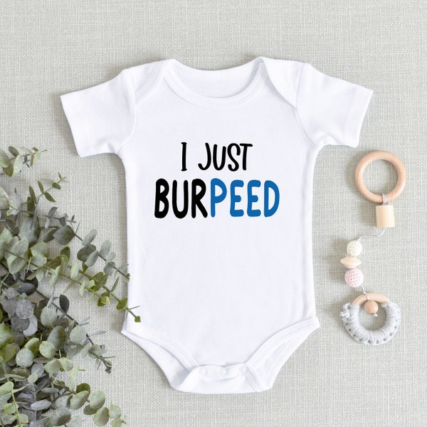 Future Workout Buddy Baby Onesies® Bodysuit - Crossfit Workout Baby Bodysuit - Funny I Just Burpeed - Cute Baby Shower Gift - New Baby Boy