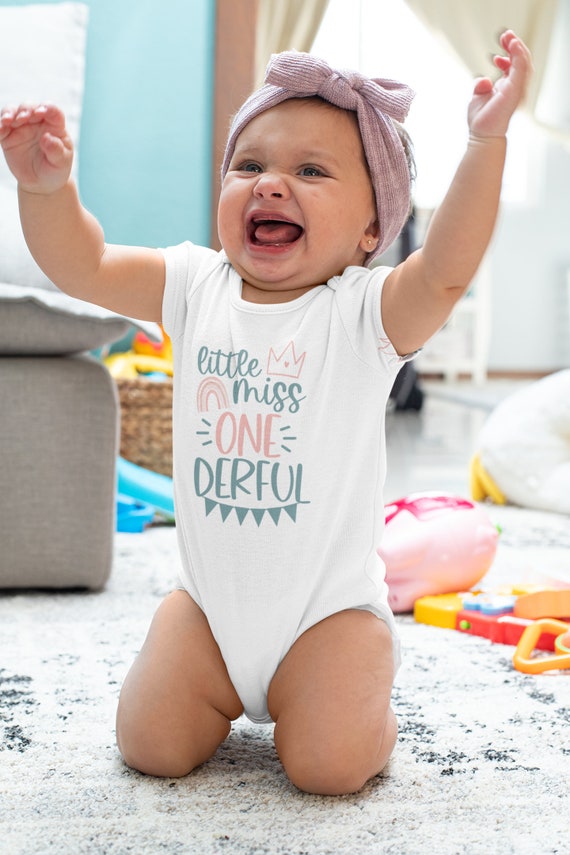 Girl First Birthday Baby ONESIES Brand Bodysuit Little Miss Onederful 1st Birthday Rainbow Bodysuit Cake Smash 1st Birthday One Year