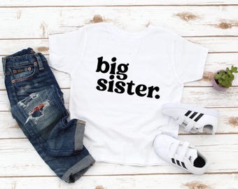 Big Sister Toddler Girl Shirt - Cute Announcement Kids Tee - Big Sister Gift - Pregnancy Reveal - Sibling Shirt - Big Sis Shirt - Cute Girl